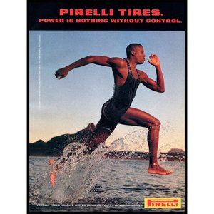 1995 Pirelli Tires Vintage Print Ad Athlete Runner Running on Water Wall Art